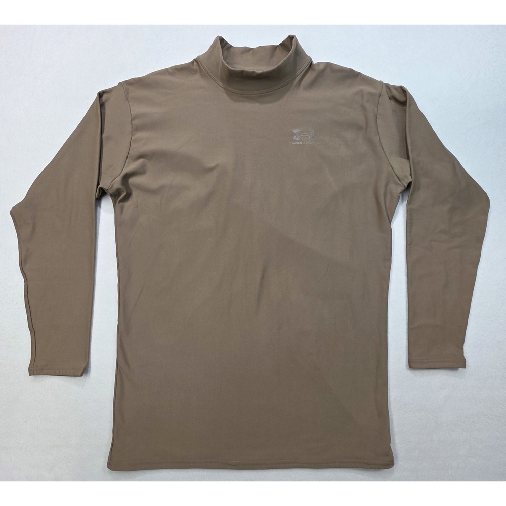Under Armour ColdGear Shirt Men 2XL Brown Fitted Mock Base Layer LIMITED USE